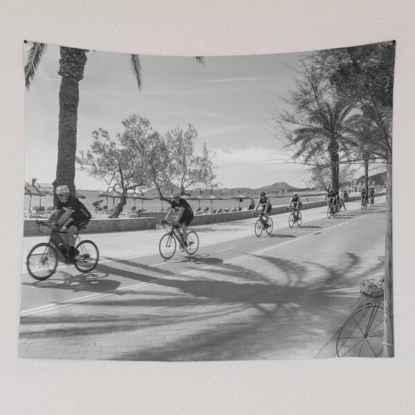 Item preview, Puerto Pollensa Mallorca Cyclists Black And White designed and sold by GG WALL ART.