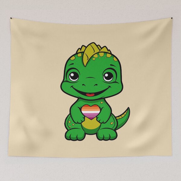 Item preview, Cute Lesbian Pride Flag Dinosaur, Subtle Kawaii Lesbian Dino Design designed and sold by Travelslightly.