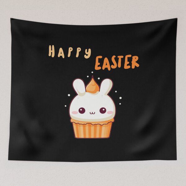 Item preview, Happy Easter with Orange Easter Bunny Cupcake designed and sold by KawaiiArtStyle.