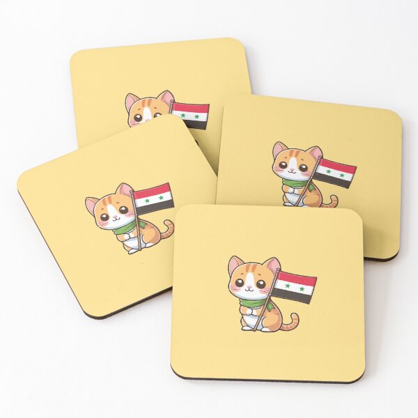 Item preview, Cat holding the Syrian Arab Republic flag designed and sold by SOMI SOMI.