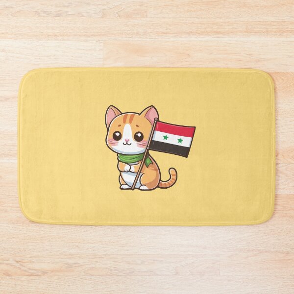 Item preview, Cat holding the Syrian Arab Republic flag designed and sold by SOMI SOMI.