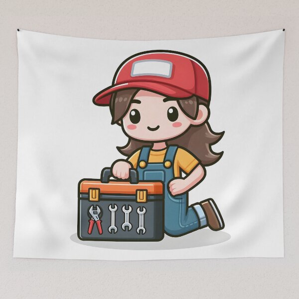 Item preview, Kawaii Mechanic: Holding A Toolbox designed and sold by CanvasCutie.