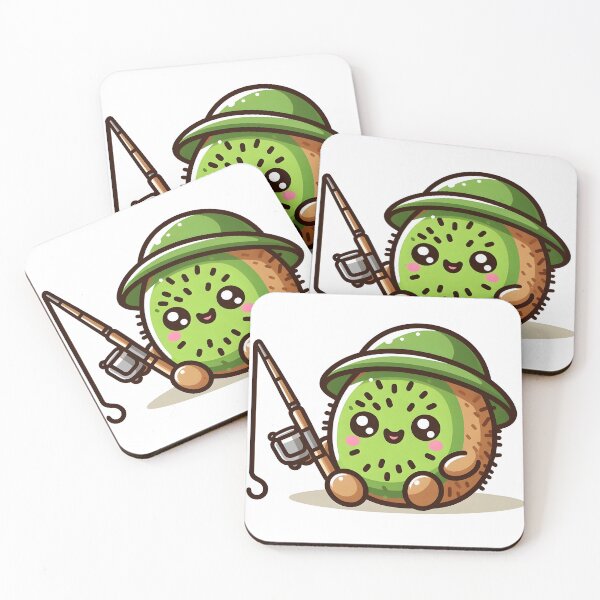 Item preview, Kawaii Kiwi With Fishing Rod designed and sold by CanvasCutie.