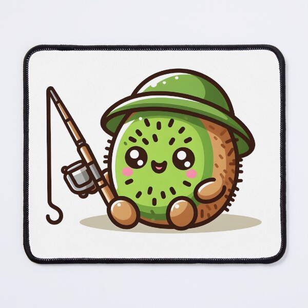 Item preview, Kawaii Kiwi With Fishing Rod designed and sold by CanvasCutie.