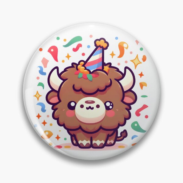 Item preview, Kawaii Bison With Party Crown designed and sold by CanvasCutie.