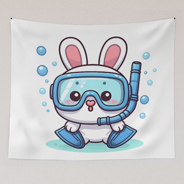 Item preview, Kawaii Bunny: Snorkel Mask And Flippers designed and sold by CanvasCutie.