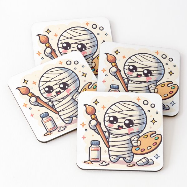 Item preview, Kawaii Effervescent Mummy Painting With Paintbrush And Palette designed and sold by CanvasCutie.