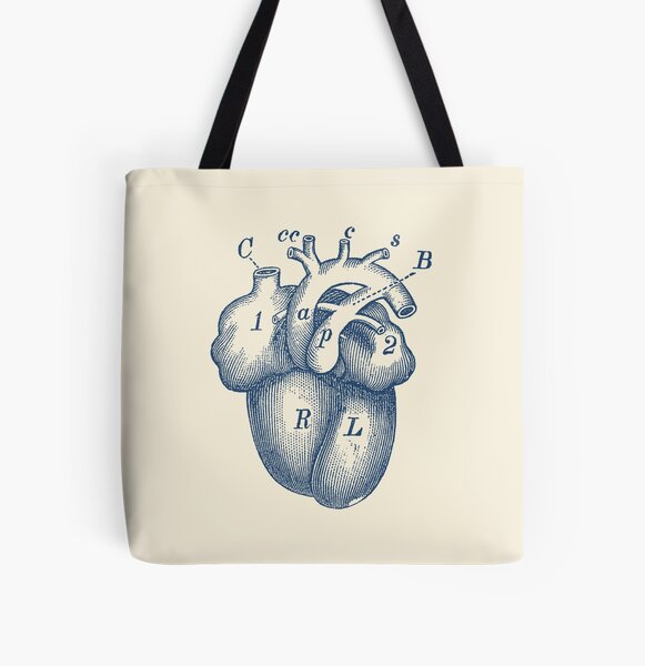 Simple Human Heart Diagram Tote Bag by Vintage Anatomy Prints