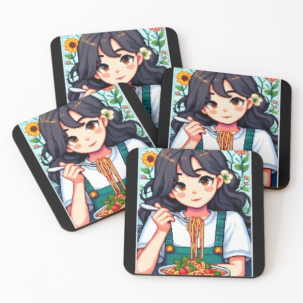 Item preview, Girl eating Spaghetti Pixel art  designed and sold by Fashate1.