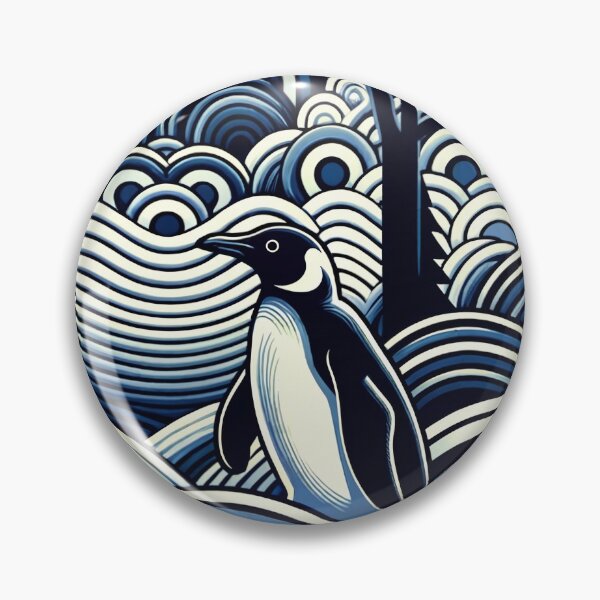 Item preview, Winter Midnight Blue Abstract Shape Forest With Penguin designed and sold by PenguinForests.