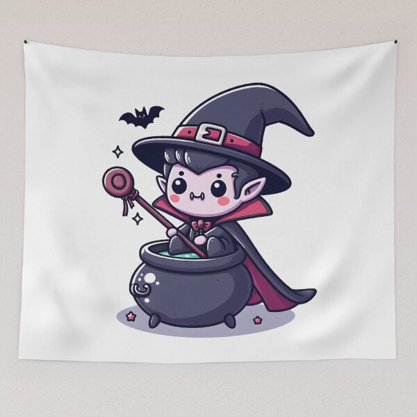 Item preview, Kawaii Vampire With Pointy Hat designed and sold by CanvasCutie.