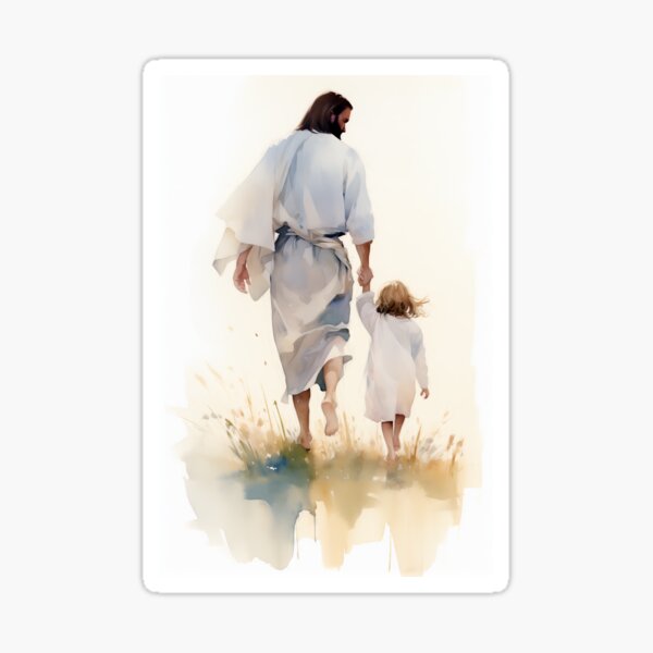 Item preview, Divine Guidance - Jesus Christ walking with Child designed and sold by AdamesArtStudio.