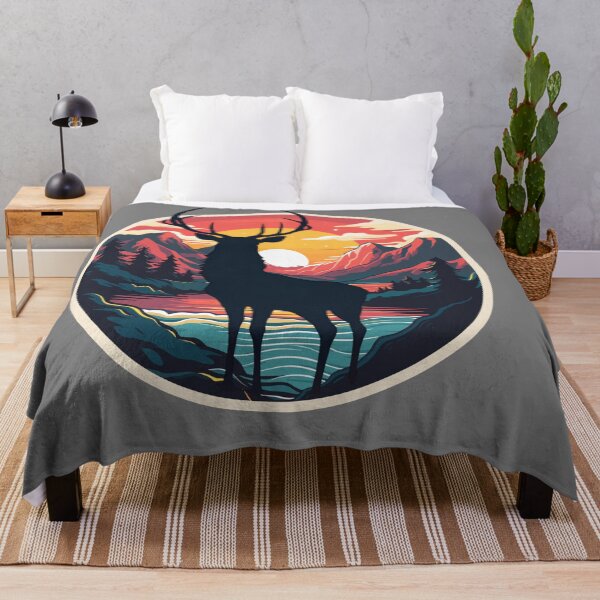 Item preview, deer in the mountains at sunset designed and sold by Lunaawga.