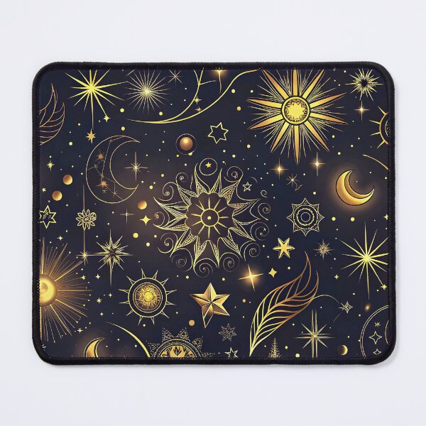 Item preview, Celestial Pattern with Golden Stars and Planets on Dark Background designed and sold by Rostislav Bouda.