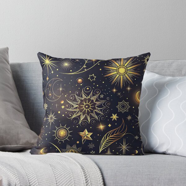 Item preview, Patrón celeste con estrellas doradas y planetas sobre fondo oscuro designed and sold by Rostislav Bouda.