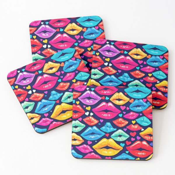 Item preview, Vibrant Kisses and Hearts Pattern designed and sold by Health And Fitness Posts e-Store.