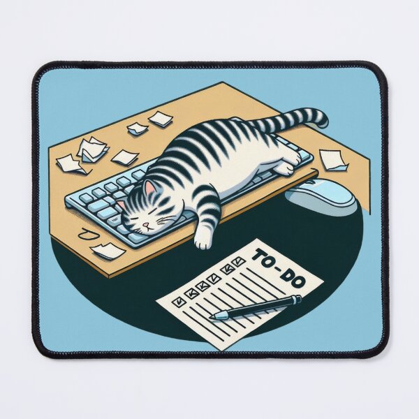 Item preview, Cat Sleeping on Keyboard Illustration designed and sold by ImagineCorner.