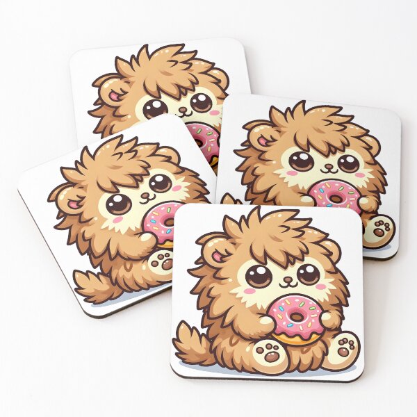 Artikelvorschau, Kawaii flauschiger Greif mit Donut entworfen und verkauft von CanvasCutie.