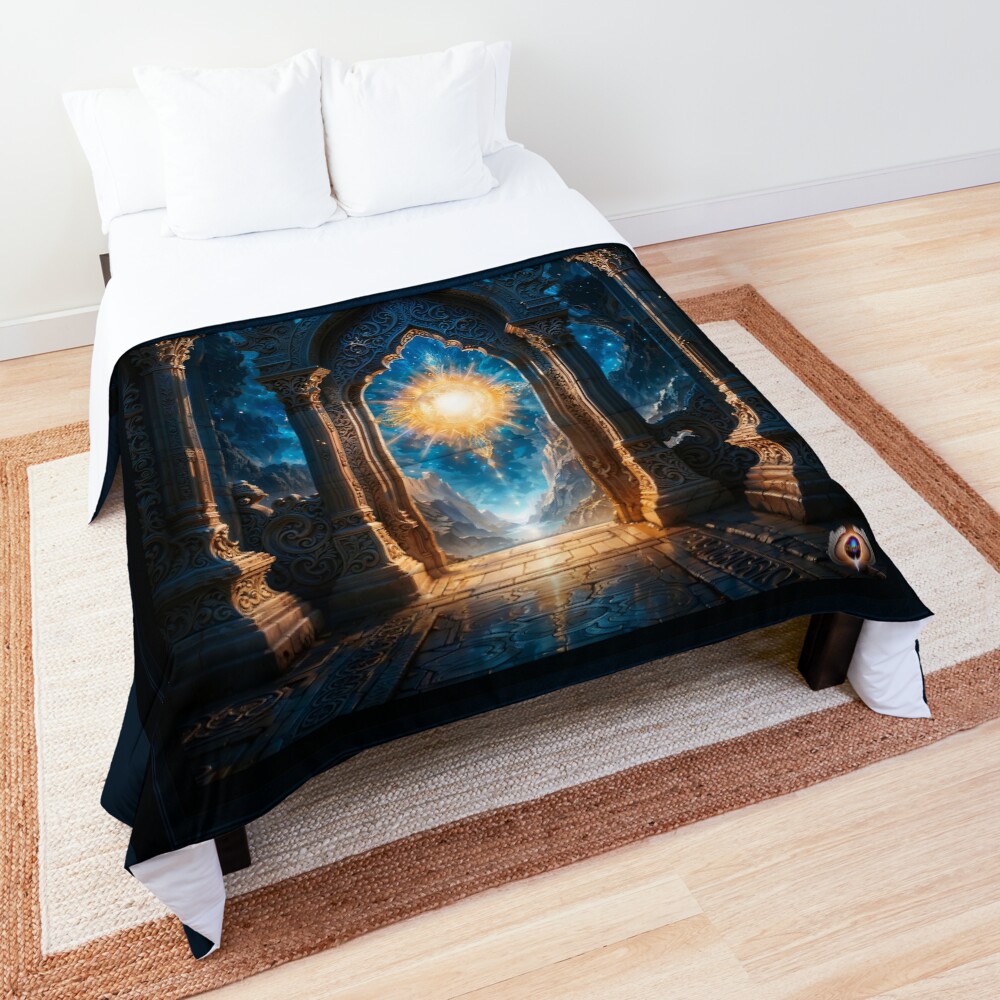 The Temple Of Light AI Concept Art by Xzendor7 - The Awe-Inspiring Grandeur Of Eternity 3 The Temple Of Light Stunning AI Concept Mystical Art by Xzendor7 Decorative Comforter
