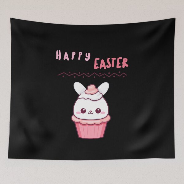 Item preview, Happy Easter with Pink Easter Bunny Cupcake designed and sold by KawaiiArtStyle.