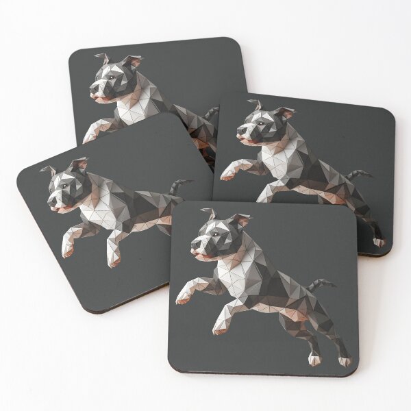 Item preview, Staffordshire bull terrier dog running 3d geometric origami, 3D polygonal illustration designed and sold by CutOriginalArt.