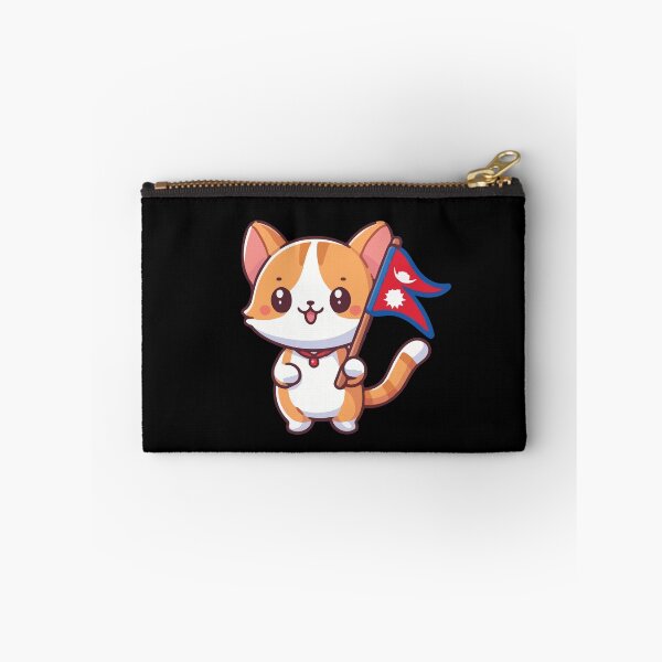 Artikelvorschau, Katze hält die Nepal-Flagge entworfen und verkauft von SOMI SOMI.