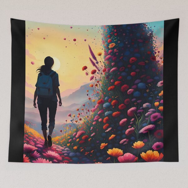 Item preview, Silhouette of Person Walking Through Flowers, Ai Generated Art  designed and sold by ACC .