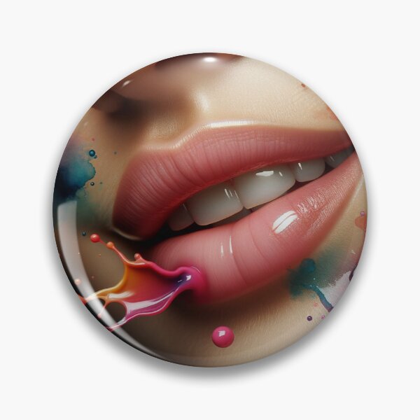 Item preview, Macro shot of lips in a soft smile, with watercolor droplets splashing around, blending art and beauty designed and sold by AndreaMart.