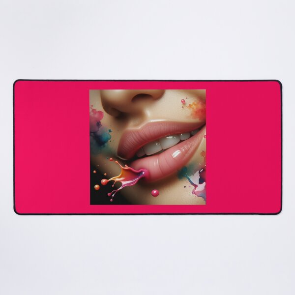 Item preview, Macro shot of lips in a soft smile, with watercolor droplets splashing around, blending art and beauty designed and sold by AndreaMart.