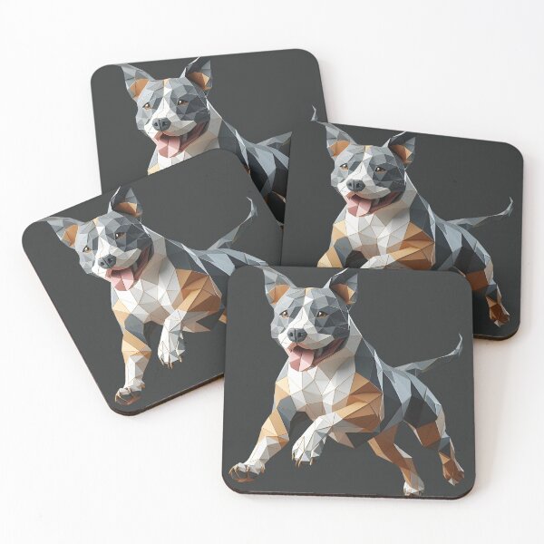 Item preview,  Staffordshire bull terrier dog running 3d geometric origami front, 3D polygonal illustration designed and sold by CutOriginalArt.