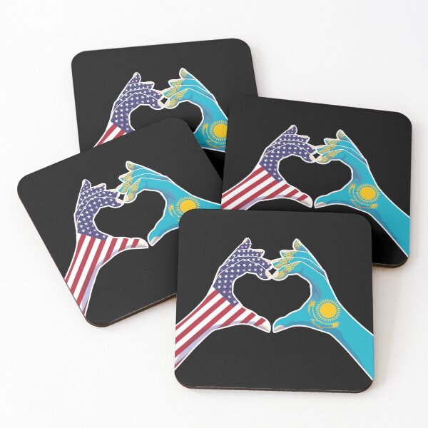 Item preview, Kazakhstan Kazakstan Kazakh Kaza USA United States American America Love Heart Peace designed and sold by FlagX.