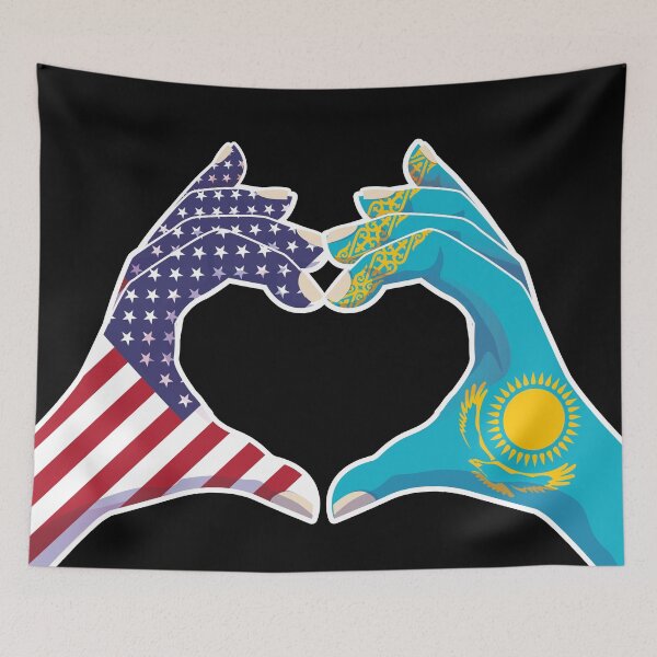 Item preview, Kazakhstan Kazakstan Kazakh Kaza USA United States American America Love Heart Peace designed and sold by FlagX.