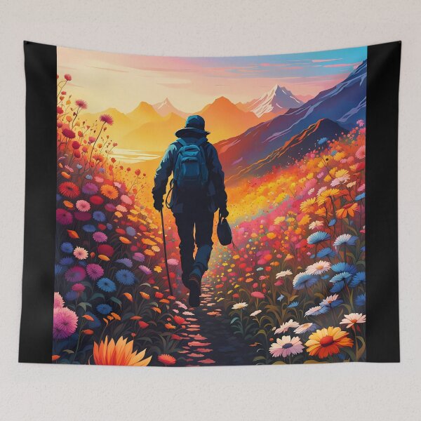 Item preview, Silhouette of Person Walking Through Flowers, Ai Generated Art  designed and sold by ACC .