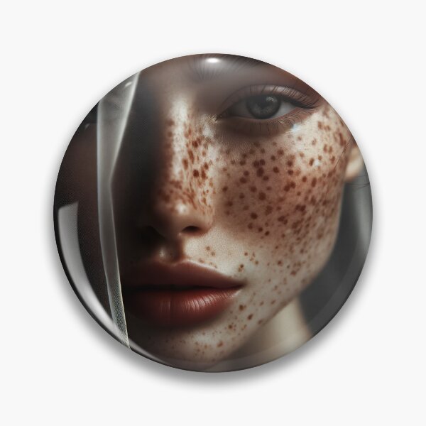 Item preview, Woman's face, half-veiled by a sheer fabric, highlighting the intricate patterns of her freckles designed and sold by AndreaMart.