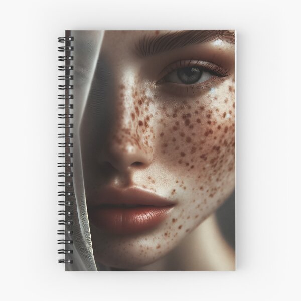 Item preview, Woman's face, half-veiled by a sheer fabric, highlighting the intricate patterns of her freckles designed and sold by AndreaMart.