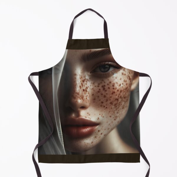 Item preview, Woman's face, half-veiled by a sheer fabric, highlighting the intricate patterns of her freckles designed and sold by AndreaMart.