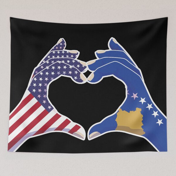 Item preview, Kosovo Kosovar USA United States American America Love Heart Peace designed and sold by FlagX.