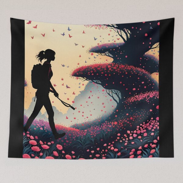 Item preview, Silhouette of Person Walking Through Flowers, Ai Generated Art  designed and sold by ACC .