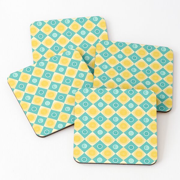 Item preview, Mid Century Modern Geometric Circles Pattern  Yellow Pale Aqua  designed and sold by Prints and Lifestyle.