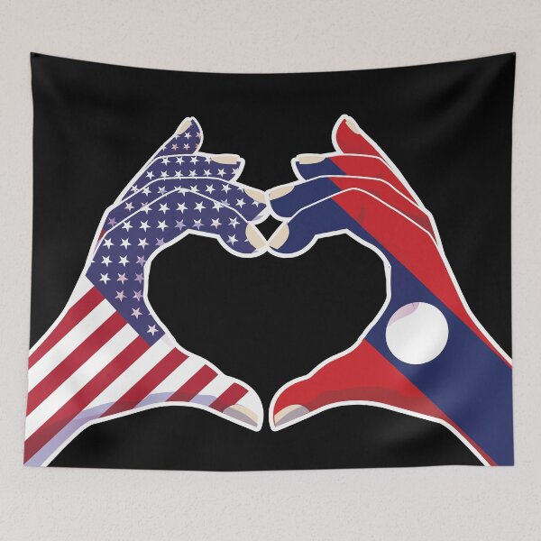 Item preview, Laos Laotian USA United States American America Love Heart Peace designed and sold by FlagX.