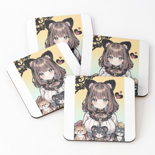 Item preview, niña tanuki con pequeños tanukis designed and sold by KnightsStorm.