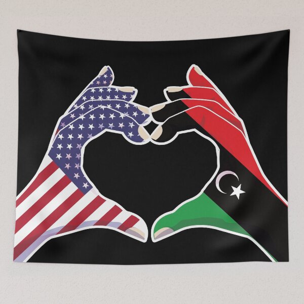 Item preview, Libya Libyan USA United States American America Love Heart Peace designed and sold by FlagX.