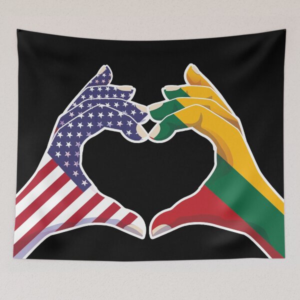 Item preview, Lithuania Lithuanian USA United States American America Love Heart Peace designed and sold by FlagX.