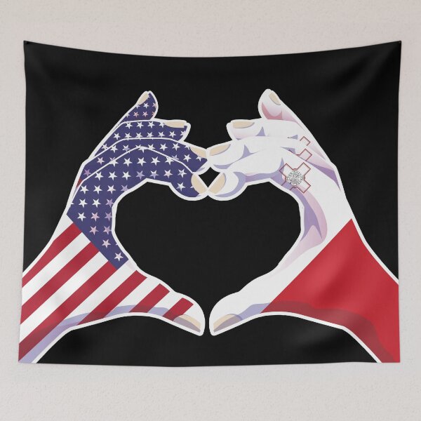 Item preview, Malta Maltese USA United States American America Love Heart Peace designed and sold by FlagX.
