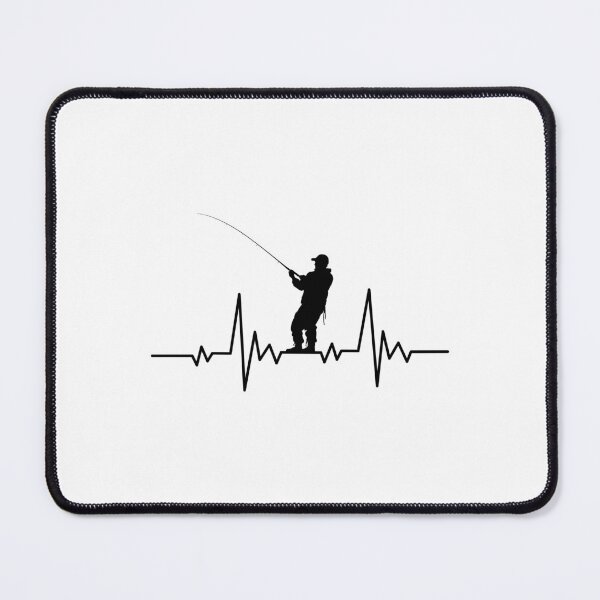 Item preview, Fishing Heart Beat Pulse: fisherman line art illustration designed and sold by HappyNoireArt.