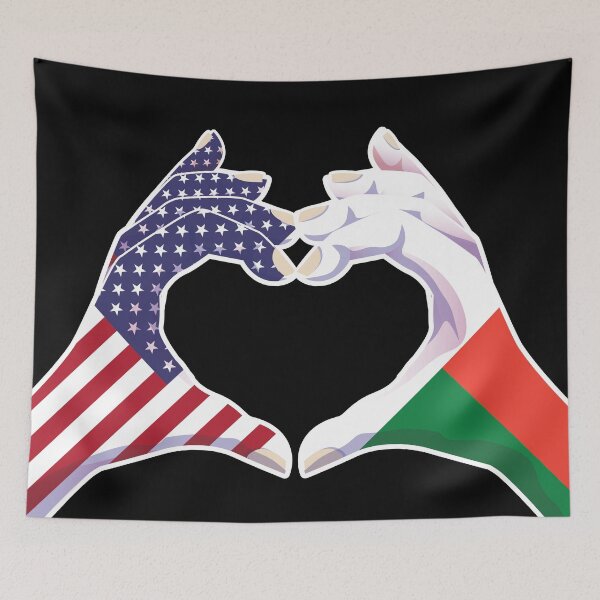 Item preview, Madagascar Malagasy USA United States American America Love Heart Peace designed and sold by FlagX.
