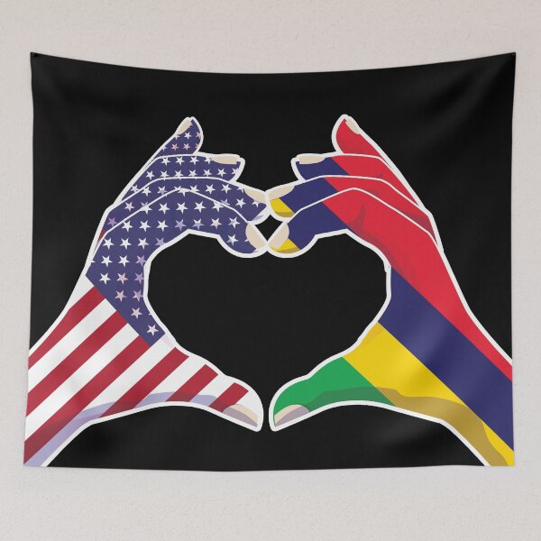 Item preview, Mauritius Mauritian USA United States American America Love Heart Peace designed and sold by FlagX.