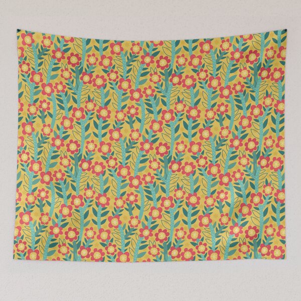 Item preview, warm flowers pattern yellow red designed and sold by Capictures.