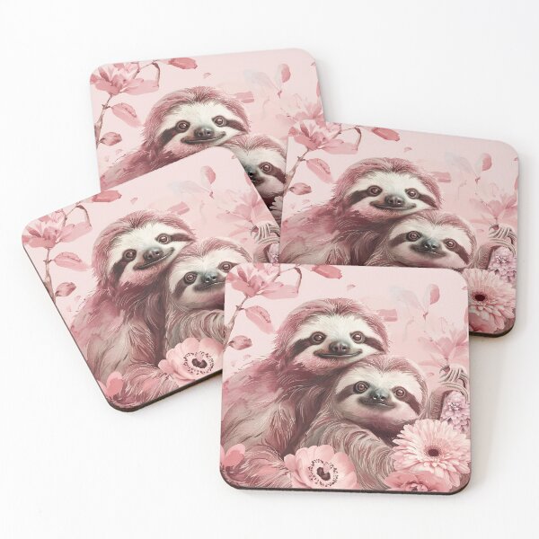 Item preview, Flowers with sloth pink designed and sold by FlowersColorful.