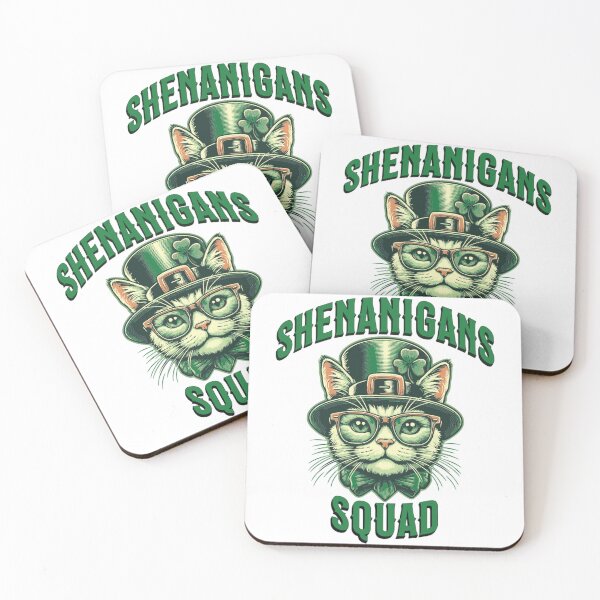 Item preview, Shenanigans Squad Shamrocks Funny St Patricks Day Tuxedo Cat designed and sold by Beauti-artist.